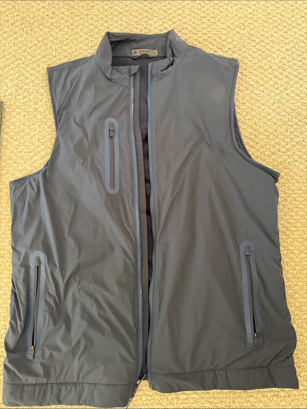 G/FORE Twilight Blue Lightweight Zip-Front Golf Vest Wind Resistant Outer Fleece